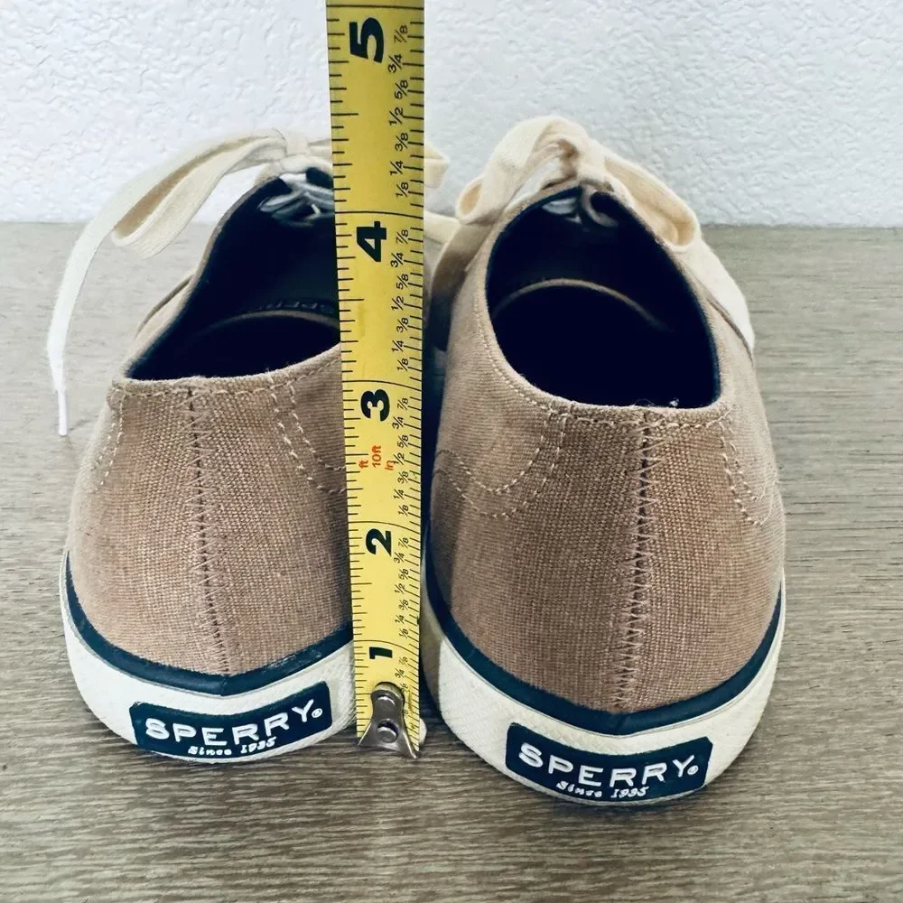 Sperry Women’s Tan Canvas Lace Up Sneakers Shoes 9